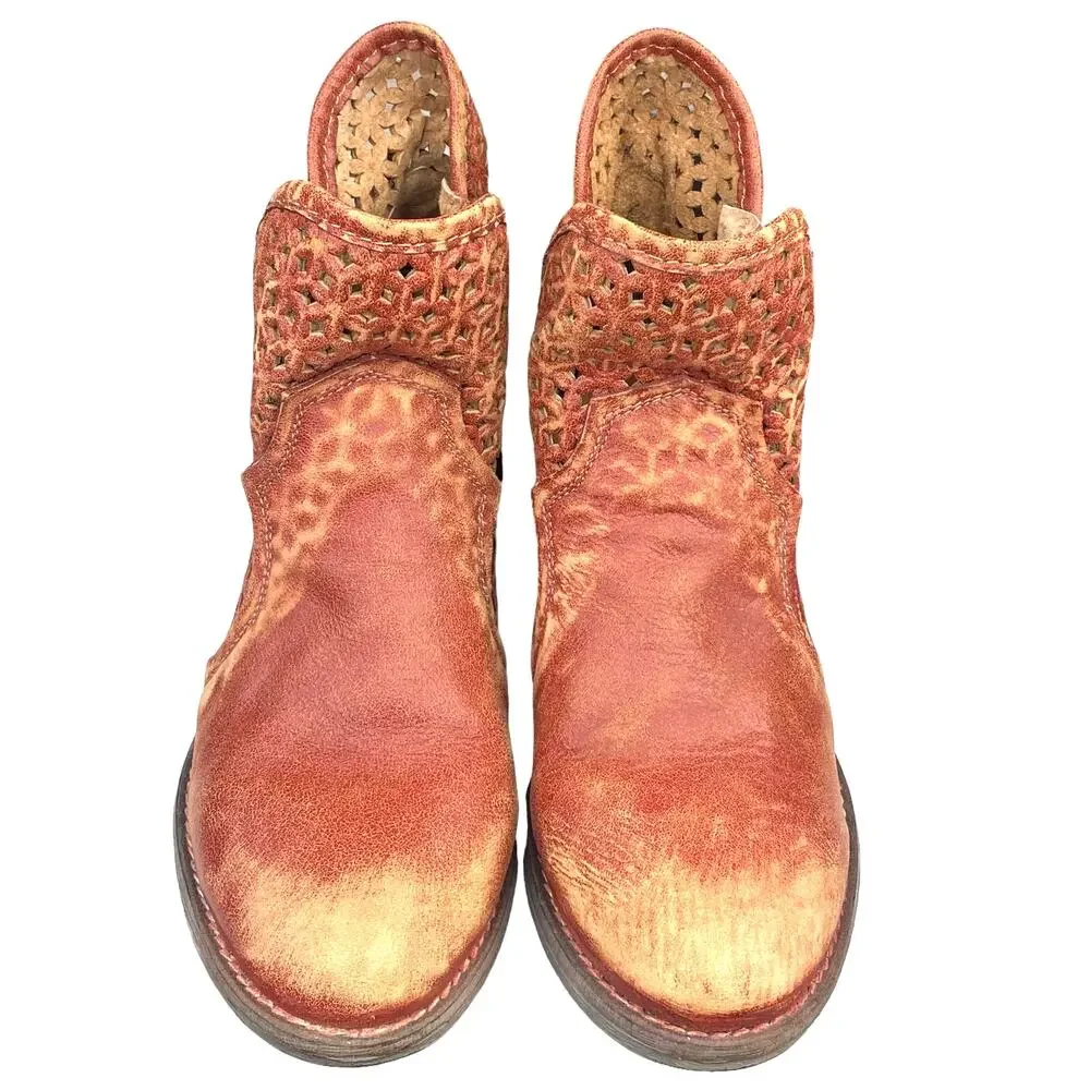 Circle G By Corral Women's Burnt Red Leather Distressed Western Boots Size US 8